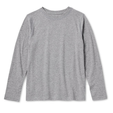 Thereabouts Little & Big Boys Crew Neck Long Sleeve T-Shirt, Xl (18-20) Husky, Gray