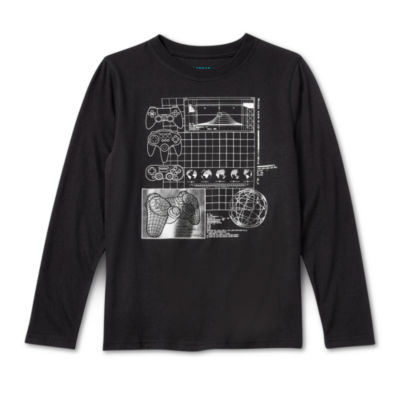 Thereabouts Little & Big Boys Crew Neck Long Sleeve Graphic T-Shirt