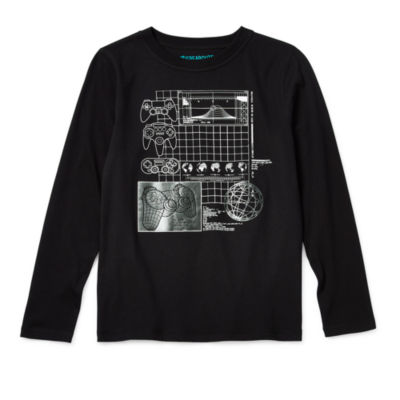 Thereabouts Little & Big Boys Adaptive Crew Neck Long Sleeve Graphic T-Shirt