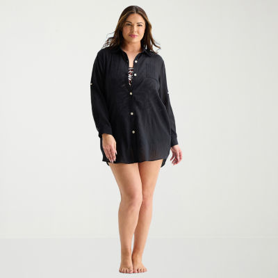 Sonnet Shores Womens Plus Dress Swimsuit Cover-Up
