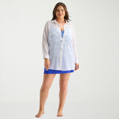 Sonnet Shores Womens Plus Dress Swimsuit Cover-Up