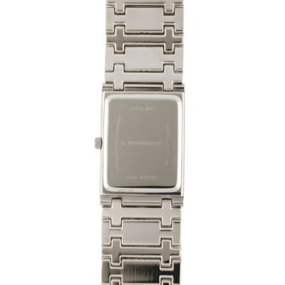 Personalized Dial Mens Diamond-Accent Square Silver-Tone Watch