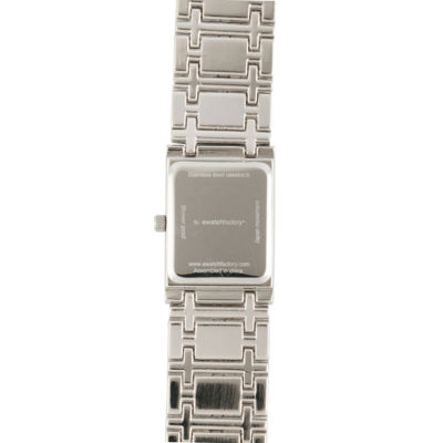 Personalized Dial Womens Diamond-Accent Square Silver-Tone Bracelet Watch