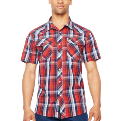 Smiths Workwear Mens Relaxed Fit Short Sleeve Button-Down Shirt