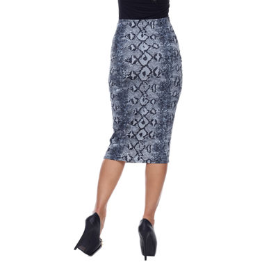 White Mark Cynthia Womens Mid Rise Stretch Fabric Midi Pencil Skirt