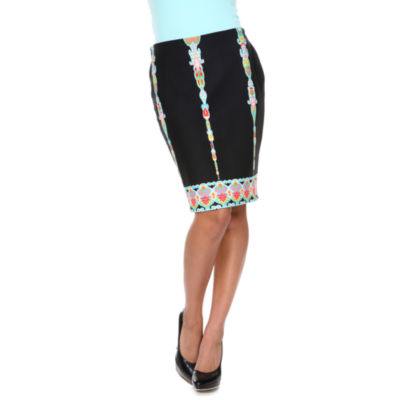 Embroidered pencil white outlet skirt