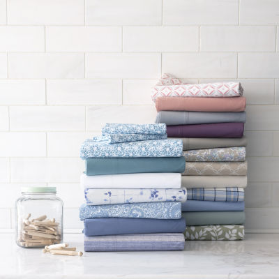 JCPenney Home™ 300tc 100% Cotton Percale Ultra Soft Solid and Print Sheet Sets