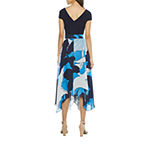 S. L. Fashions Short Sleeve Abstract Midi Fit + Flare Dress