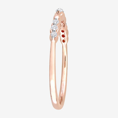 Womens 1/10 CT. T.W. Natural White Diamond 18K Rose Gold Over Silver Delicate Stackable Ring