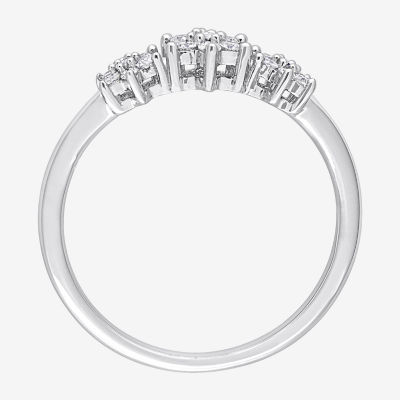 Womens 1/5 CT. Natural White Diamond Sterling Silver Flower Delicate Stackable Ring