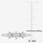 Womens 1/5 CT. T.W. Genuine White Diamond Sterling Silver Flower Delicate Stackable Ring