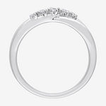 Womens 1/10 CT. T.W. Mined White Diamond Sterling Silver Crossover Delicate Stackable Ring