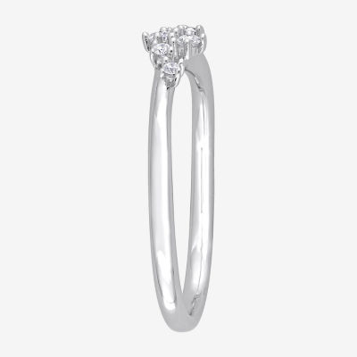 Womens 1/10 CT. T.W. Natural White Diamond Sterling Silver Delicate Stackable Ring