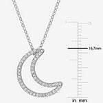 Womens 1/5 CT. T.W. Genuine White Diamond Sterling Silver Moon Pendant Necklace