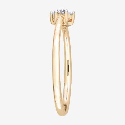 Womens Diamond Accent Natural White Diamond 18K Gold Over Silver Flower Delicate Stackable Ring