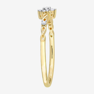 Womens 1/10 CT. T.W. Natural White Diamond 18K Gold Over Silver Flower Delicate Stackable Ring