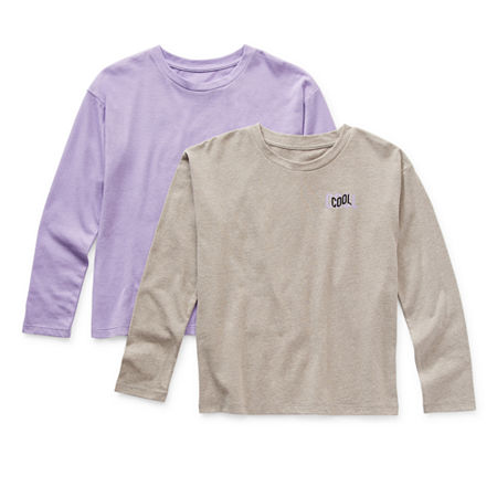 Thereabouts Little & Big Girls 2-pc. Round Neck Long Sleeve Graphic T-Shirt, X-large (18.5) Plus, Purple