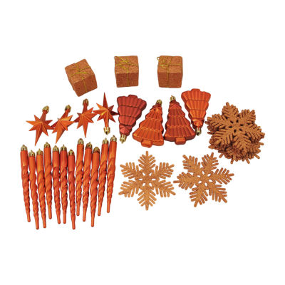 125ct Burnt Orange Shatterproof 4-Finish Christmas Ornaments 5.5'' (140mm)