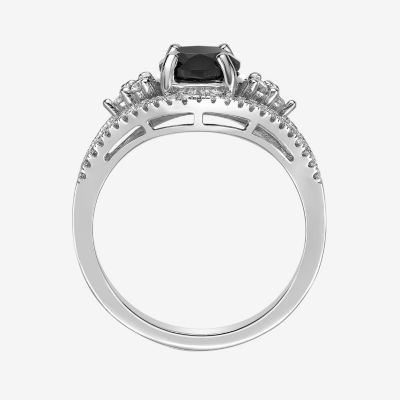 Womens Genuine Black Onyx Sterling Silver Oval Cocktail Ring