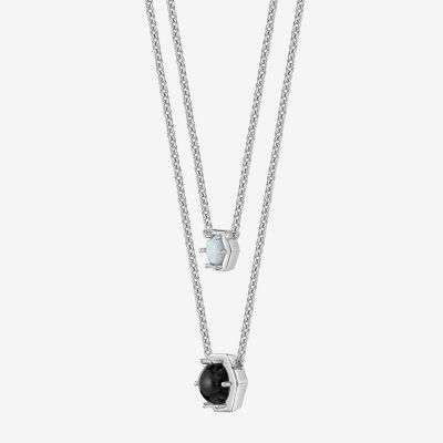 Womens Genuine Black Onyx Sterling Silver Round 18 Inch Pendant Necklace