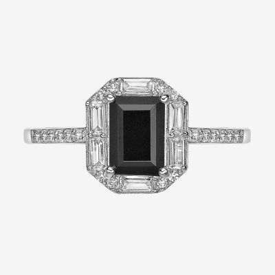 Womens Genuine Black Onyx Sterling Silver Cocktail Ring