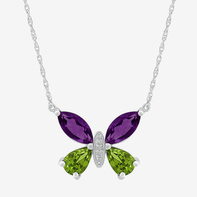 Womens Diamond Accent Genuine Purple Amethyst Sterling Silver Butterfly Set