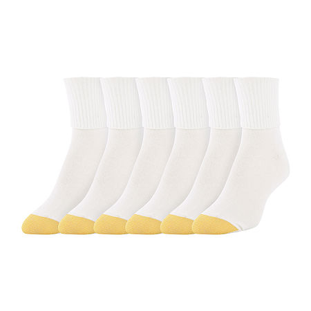 Gold Toe Womens 6 Pair Plus Tall Turncuff Socks In White