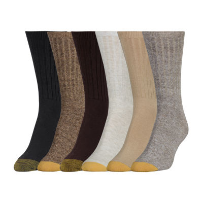 Gold Toe Ribbed 6 Pair Crew Socks Womens