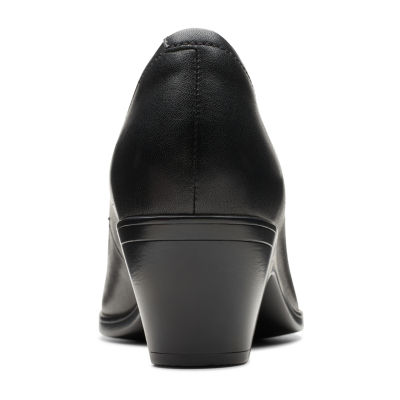 Clarks Emily Ruby Womens Round Closed Toe Block Heel Pumps
