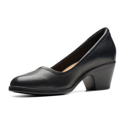 Clarks Emily Ruby Womens Round Closed Toe Block Heel Pumps