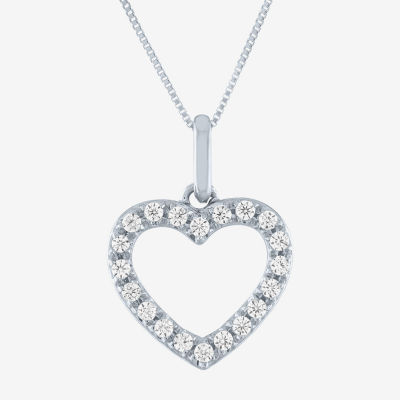 (H-I / I1) Womens 1/6 CT. T.W. Lab Grown White Diamond 10K Gold Heart 18 Inch Pendant Necklace
