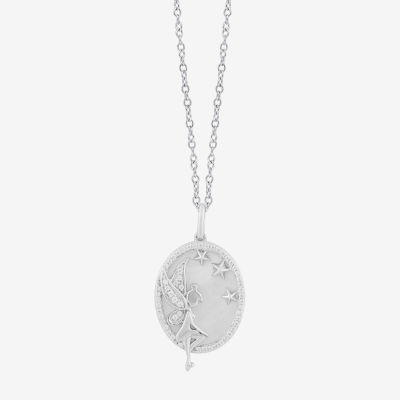 Enchanted Disney Fine Jewelry Womens 1/6 CT. T.W. Genuine White Mother Of Pearl Sterling Silver Pendant Necklaces