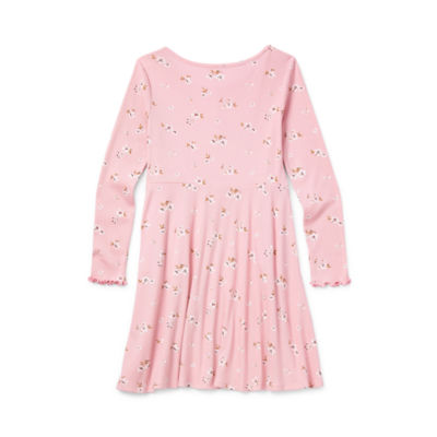 Thereabouts Little & Big Girls Adaptive Easy-on + Easy-off Long Sleeve Skater Dress