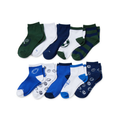 Thereabouts Little & Big Boys 10 Pair Quarter Ankle Socks