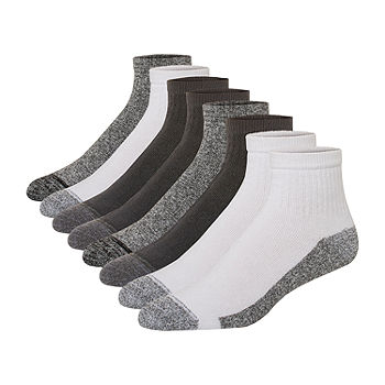 Hanes 8 Pair Quarter Socks Mens, 10-13, Gray