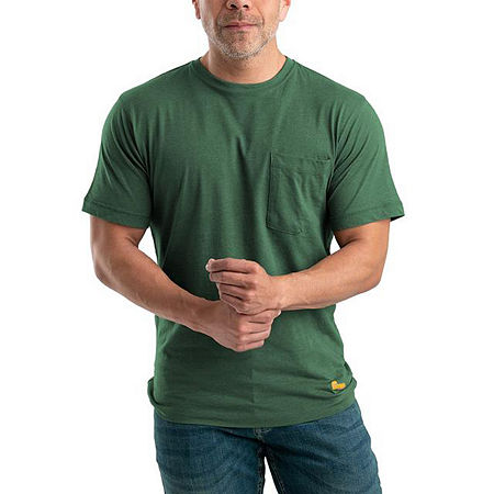 Berne Lightweight Performance Mens Crew Neck Short Sleeve Moisture Wicking Pocket T-Shirt, X-large, Green