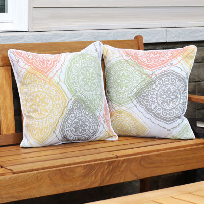 Net Health Shops Indoor/Outdoor Throw Square Beige Pillow - Set Of 2