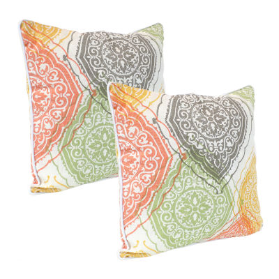 Net Health Shops Indoor/Outdoor Throw Square Beige Pillow - Set Of 2