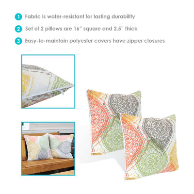 Net Health Shops Indoor/Outdoor Throw Square Beige Pillow - Set Of 2