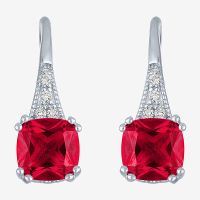 Gemstone Sterling Silver Cushion Drop Earrings