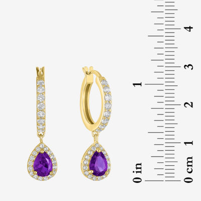 Lab Created Gemstone 14K Gold Over Silver Pear Drop Earrings