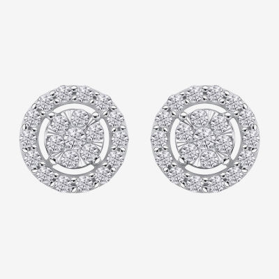 Diamond Blossom (G / Si2) 1 CT. T.W. Lab Grown White Diamond 10K White Gold 6.1mm Round Stud Earrings