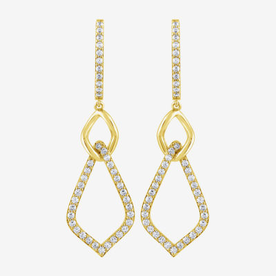 (G / Si2) Womens 1 CT. T.W. Lab Grown White Diamond 10K Gold Drop Earrings