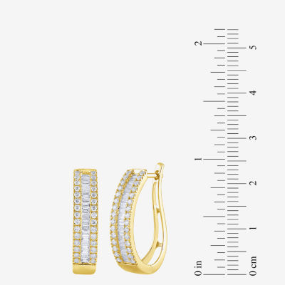 (G / Si2) 1 CT. T.W. Lab Grown White Diamond 10K Gold 23.3mm Hoop Earrings