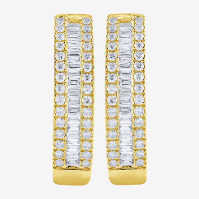 (G / Si2) 1 CT. T.W. Lab Grown White Diamond 10K Gold 23.3mm Hoop Earrings