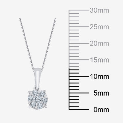 Diamond Blossom Womens 1/ CT. T.W. Natural White Diamond 10K Gold Round Pendant Necklace