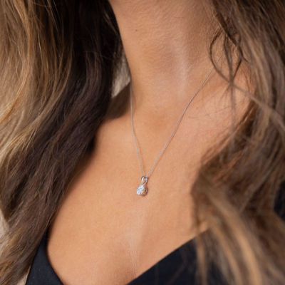 Diamond Blossom Womens 1/4 CT. T.W. Natural White Diamond 10K Gold Round 18 Inch Pendant Necklace