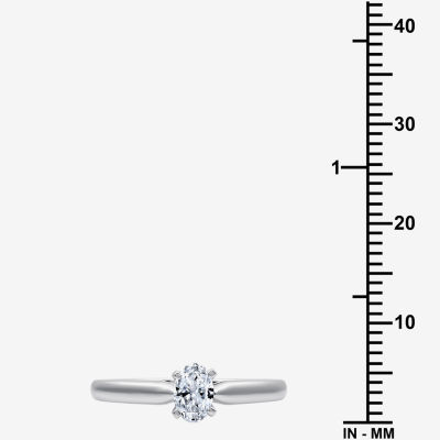 I Said Yes (H-I / Si2-I1) Womens 1/2 CT. T.W. Lab Grown White Diamond Sterling Silver Oval Solitaire Engagement Ring