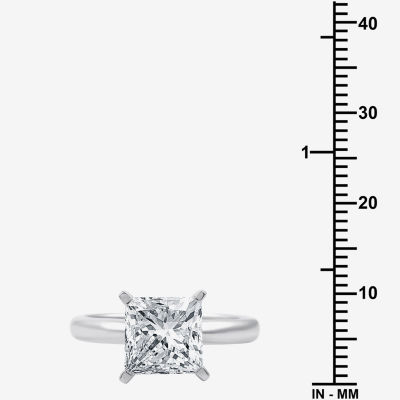 (G / VS2) Womens 3 CT. T.W. Lab Grown White Diamond 14K Gold Princess Solitaire Engagement Ring