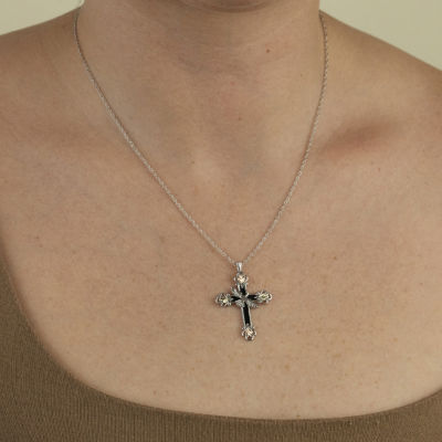 Womens Sterling Silver Cross Pendant Necklace